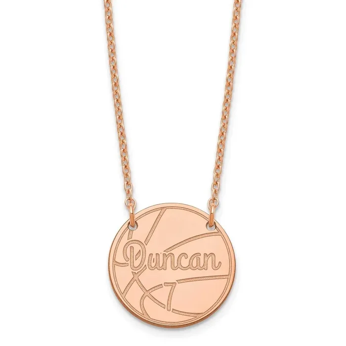 Small Customized Circle Necklace Sterling Silver Rose-plated XNA1043RP