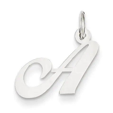 Small Fancy Script Initial A Charm 14k White Gold YC651A