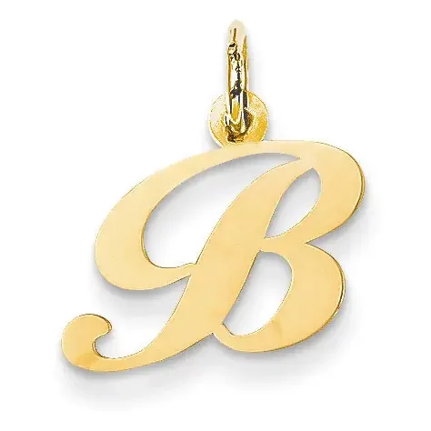 Small Fancy Script Initial B Charm 14k Gold YC650B