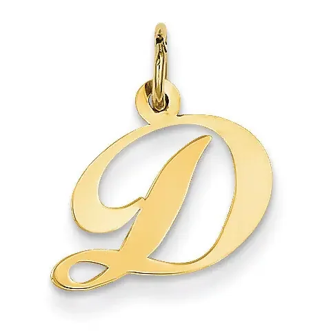 Small Fancy Script Initial D Charm 14k Gold YC650D