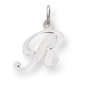 Small Fancy Script Initial R Charm 14k white Gold YC651R