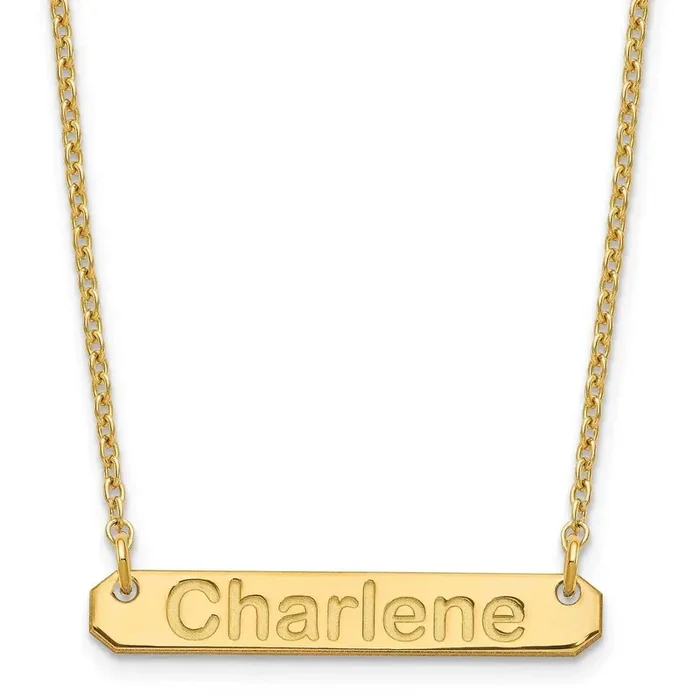 Small Polished Arial Rounded Bar Necklace Gold-plated Sterling Silver XNA1232GP
