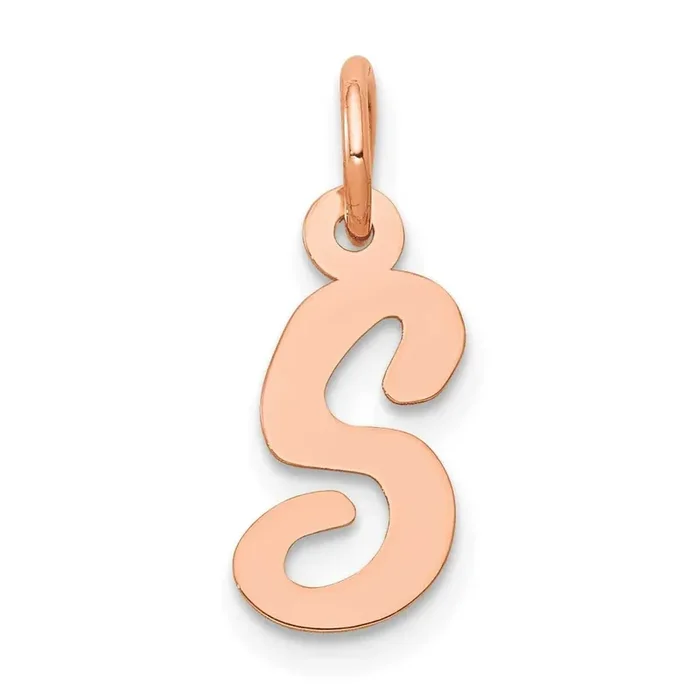Small Script Letter S Initial Charm 14k Rose Gold YC658RS