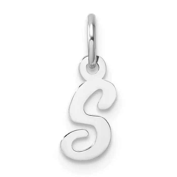 Small Script Letter S Initial Charm 14k White Gold YC1527S