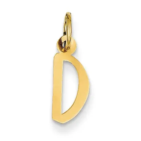 Small Slanted Block Initial D Charm 14k Gold YC644D