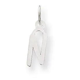 Small Slanted Block Initial N Charm Pendant 14k white Gold YC645N