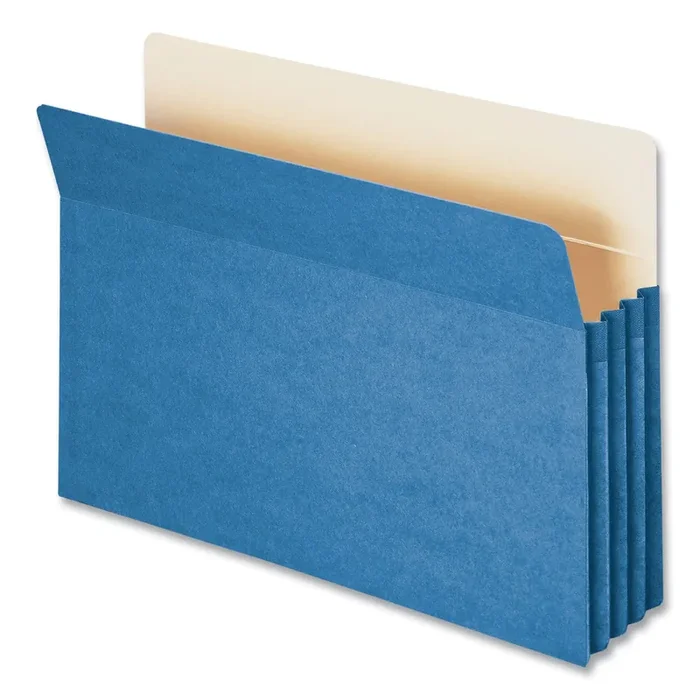 Smead Colored File Pockets, 3.5″ Expansion, Legal Size, Blue