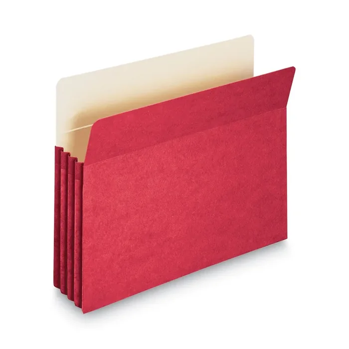 Smead Colored File Pockets, 3.5″ Expansion, Letter Size, Red