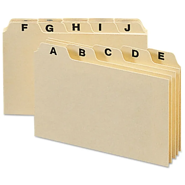 Smead Manila Card Guides, 1/5-Cut Top Tab, A To Z, 3 X 5, Manila, 25/set