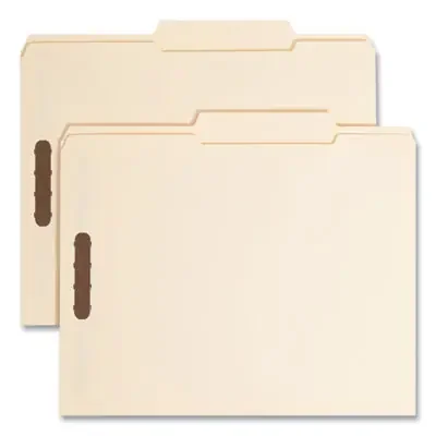 Smead Top Tab Fastener Folders, 1/3-Cut Tabs Right, 0.75″ Expansion, 2 Fasteners, Letter Size, Manila Exterior, 50/Box