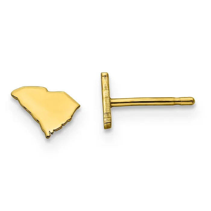 South Carolina State Small Earrings 14k Yellow Gold Engravable XNE50Y-SC