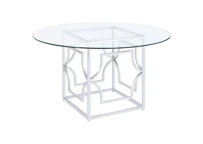 Starlight Round 54-inch Glass Top Metal Dining Table Chrome