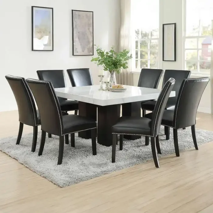 Steve Silver – Camila 9PC Square Dining Set Black Chair – CM540T420BSKN9PC