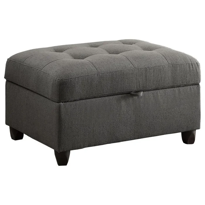 Stonenesse – Rectangular Upholstered Storage Ottoman – Gray