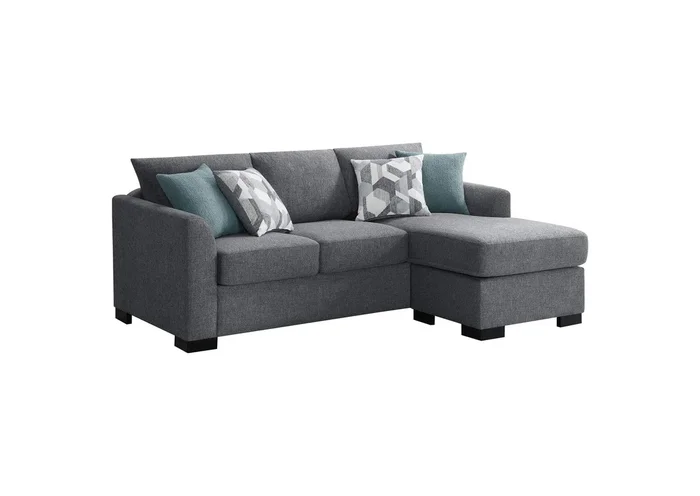 Storey Upholstered Sleeper Sectional Chaise Sofa Grey