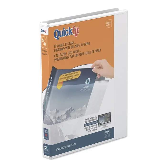 Stride Quickfit D-Ring View Binder, 3 Rings, 0.63″ Capacity, 11 X 8.5, White