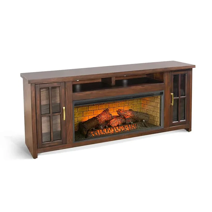Sunny Designs – 76in Media Console with Electric Fireplace – K3662CB-76W