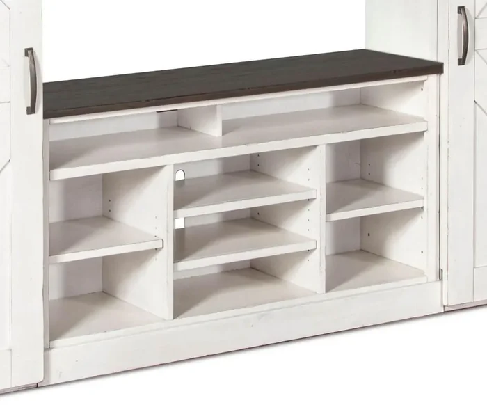Sunny Designs – Carriage House 55in TV Console in White & Dark Brown – 3599EC-55