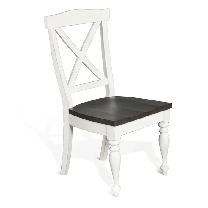 Sunny Designs – Carriage House Crossback Chair in White & Dark Brown (Set of 2) – 1666EC