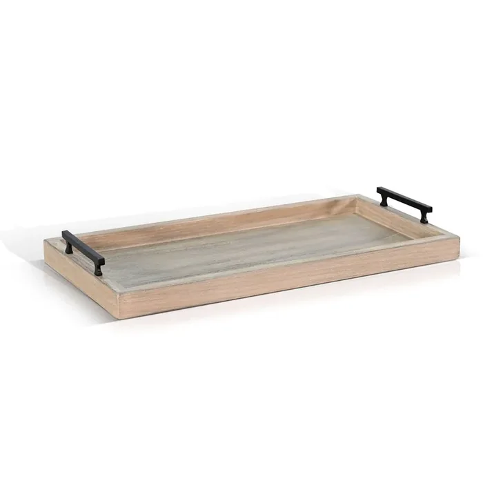Sunny Designs – Rectangular Tessa Wood Dining Table Tray – Grey – 2151UB