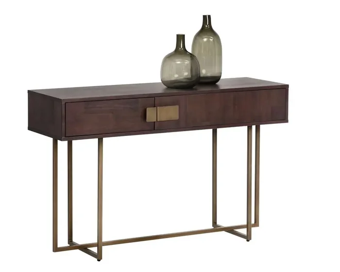 Sunpan – MIXT Jade Console Table – Antique Brass – Dark Mango – 102984