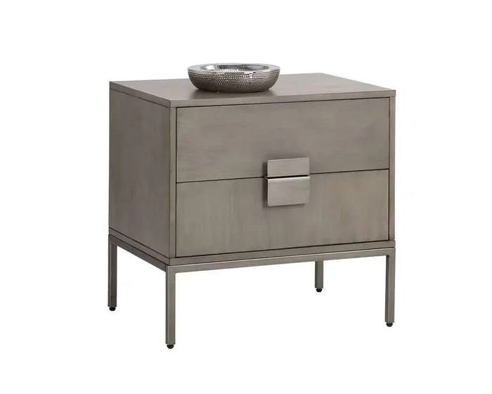Sunpan – MIXT Jade Nightstand – Antique Silver – Ash Grey – 104100
