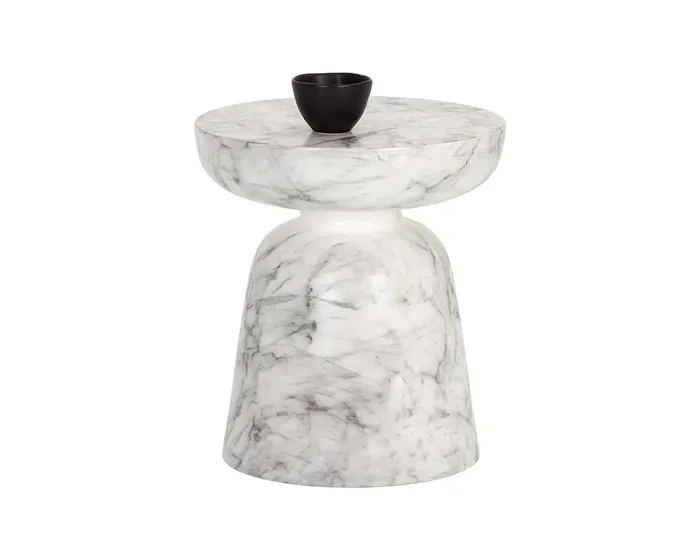 Sunpan – MIXT Lucida End Table – Marble Look – White – 106283