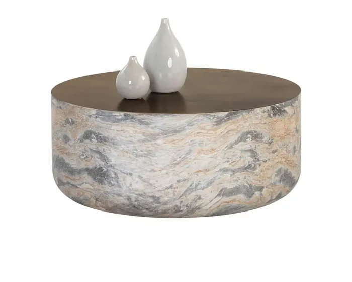 Sunpan – Solterra Diaz Coffee Table – Marble Look – Antique Brass – 107198