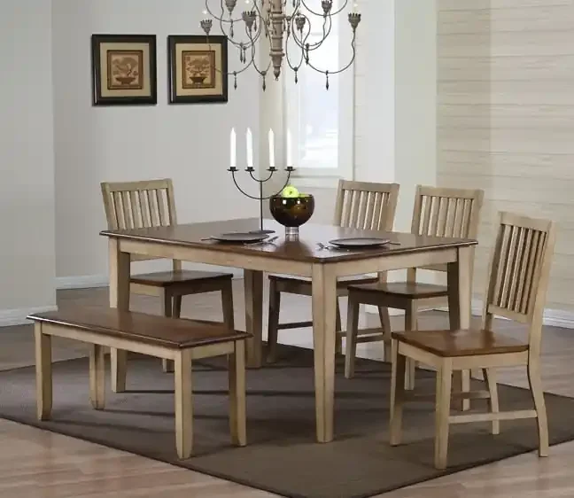 Sunset Trading – 6 Piece Brook Rectangular Dining Set with Bench – DLU-BR3660-C60-BNPW6PC
