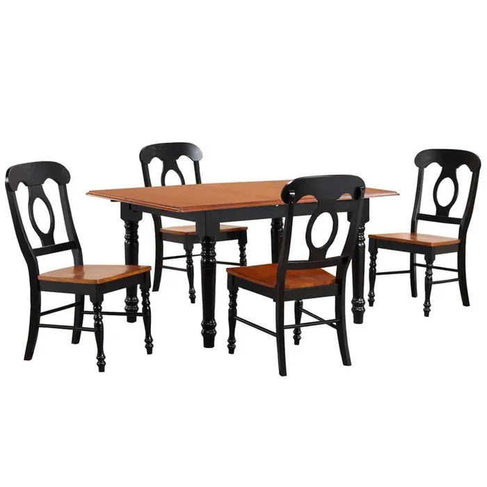 Sunset Trading – Black Cherry Selections 5 Piece 60in Rectangular Extendable Dining Set Napoleon Chairs – PK-TLB3660-C50-BCH5P