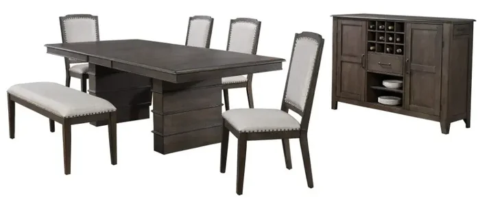 Sunset Trading – Cali 7 Piece Extendable Dining Set Bench Server – DLU-CA113-4C-BNSR7PC