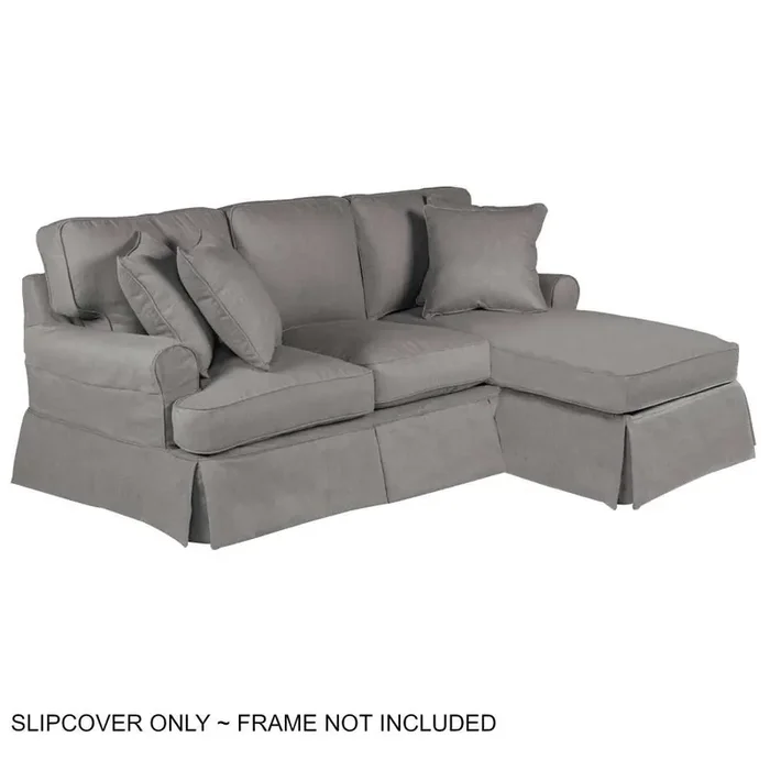Sunset Trading – Horizon Slipcover for T-Cushion Sectional Sofa with Chaise – Performance Fabric – Gray – SU-117678SC-391094