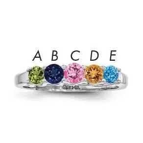 Synthetic 5 Stone Mother‘s Ring Sterling Silver Rhodium-plated XMR83/5SS-6