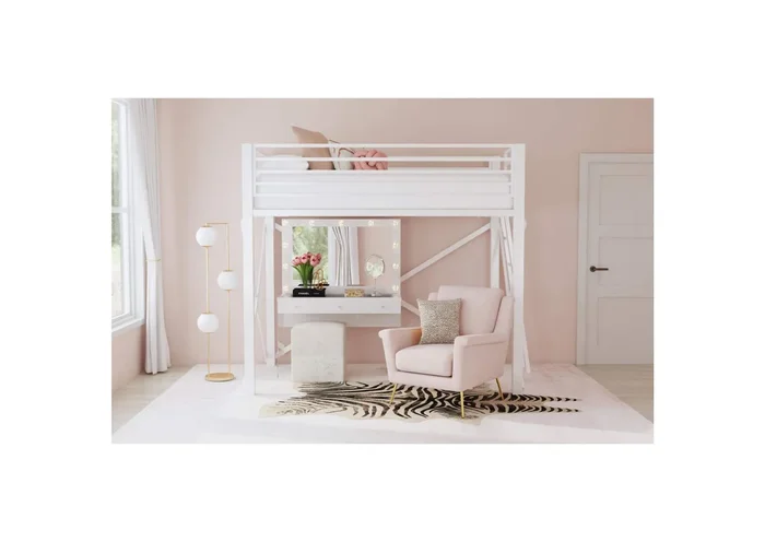 Talia Full Loft Bunk And Ladder In White