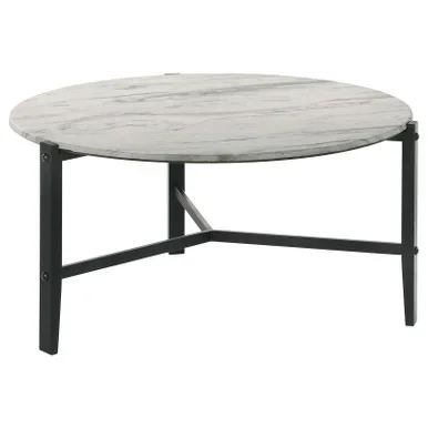 Tandi Round Faux Marble Coffee Table White and Black / CS-753538