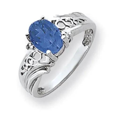 Tanzanite Diamond Ring 14k white Gold 8x6mm Oval Y4684T/A
