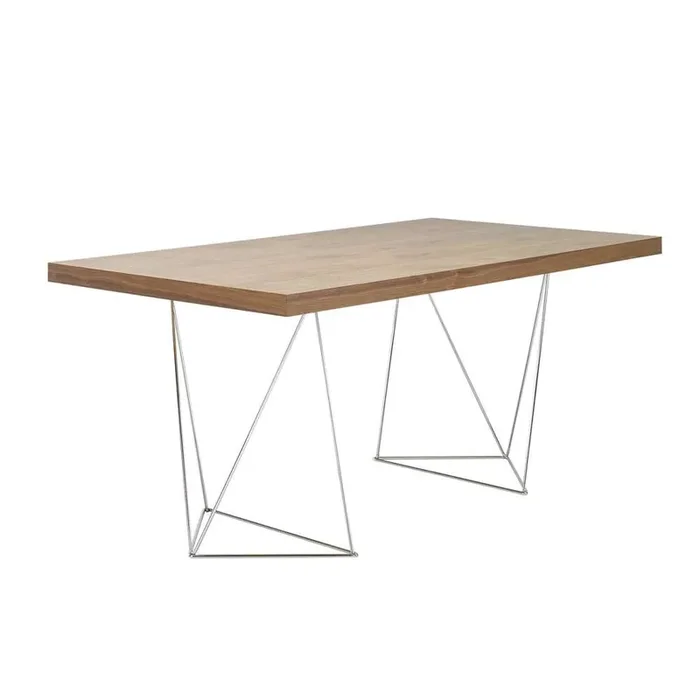 TEMAHOME – Multi 71″ Table Top with Trestles in Walnut / Chrome – 9500611360