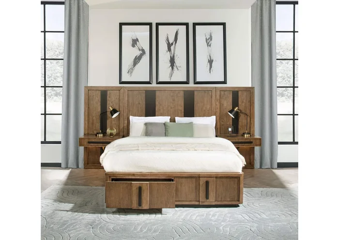 Terrace Eastern King Wall Panel Storage Bed Ash Brown