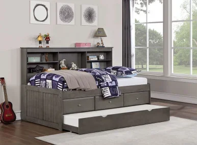 TIBALT Full DayBed w/ Trundle, Dark Gray / FOA7466GY-F-BED