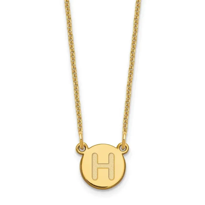 Tiny Circle Block Initial Letter H Necklace 14k Gold XNA722Y/H