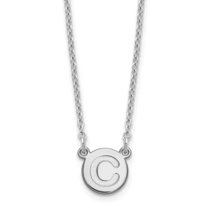 Tiny Circle Block Letter C Initial Necklace Sterling Silver Rhodium-Plated XNA722SS/C