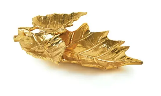 Tizo Metal Leaf Platter Triple Gold 11 X 8.5 X 2 ZA788GDLF