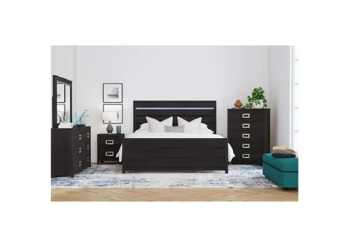 Tobias Full Bed With Led In Black
