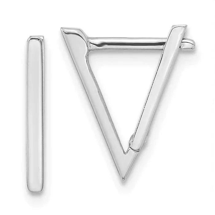 Triangle Hoop Earrings 14k White Gold Polished YE1918W