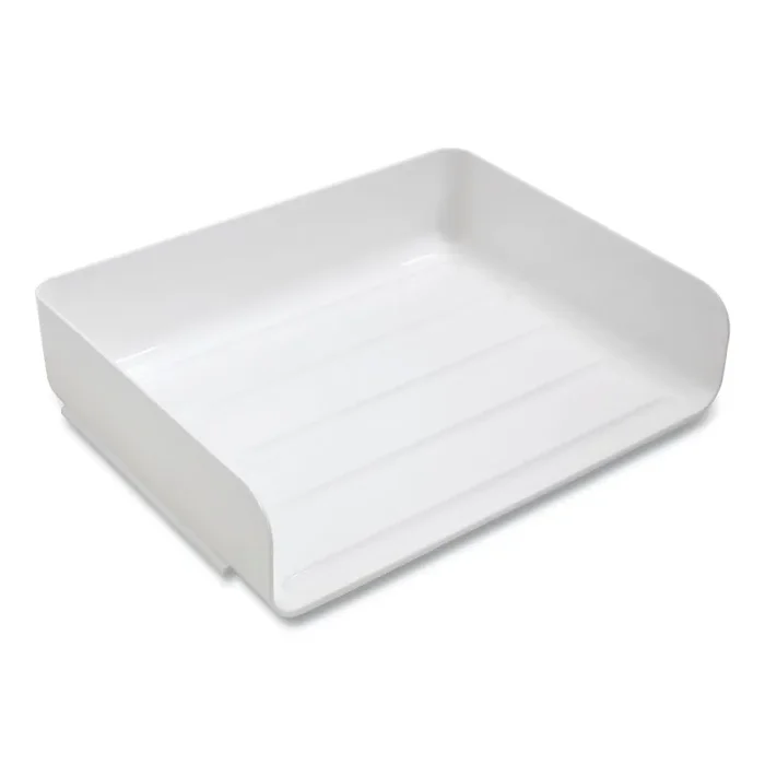 TRU RED™ Side-Load Stackable Plastic Document Tray, 1 Section, Letter-Size, 12.63 X 9.72 X 3.01, White, 6/pack