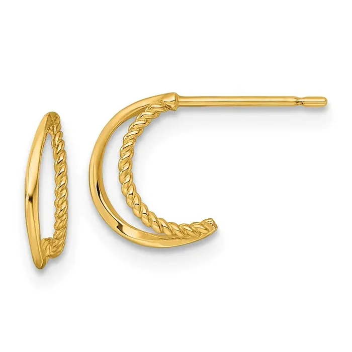 Twisted Post C-Hoop Earrings 14k Gold Polished YE2241