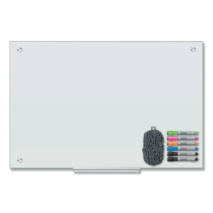 U Brands Magnetic Glass Dry Erase Board Value Pack, 36″ x 24″ (Actual Size 35″ x 23″), Frosted White Surface