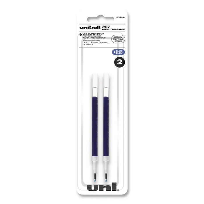 uniball® Refill For Signo Gel 207 Pens, Medium Conical Tip, Blue Ink, 2/pack
