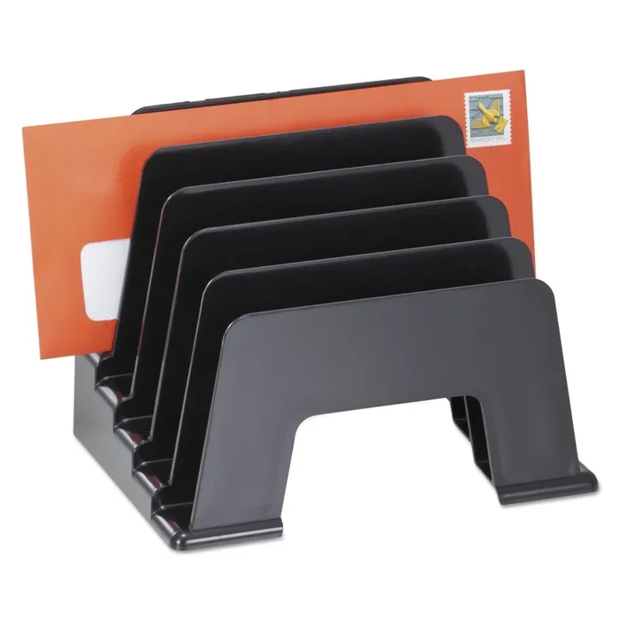 Universal® Recycled Plastic Incline Sorter, 5 Sections, Dl To A5 Size Files, 8″ X 5.5″ X 6″, Black