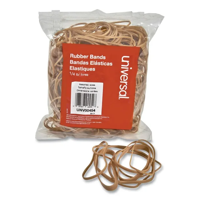 Universal® Rubber Bands, Size 54 (assorted), Assorted Gauges, Beige, 4 Oz Box